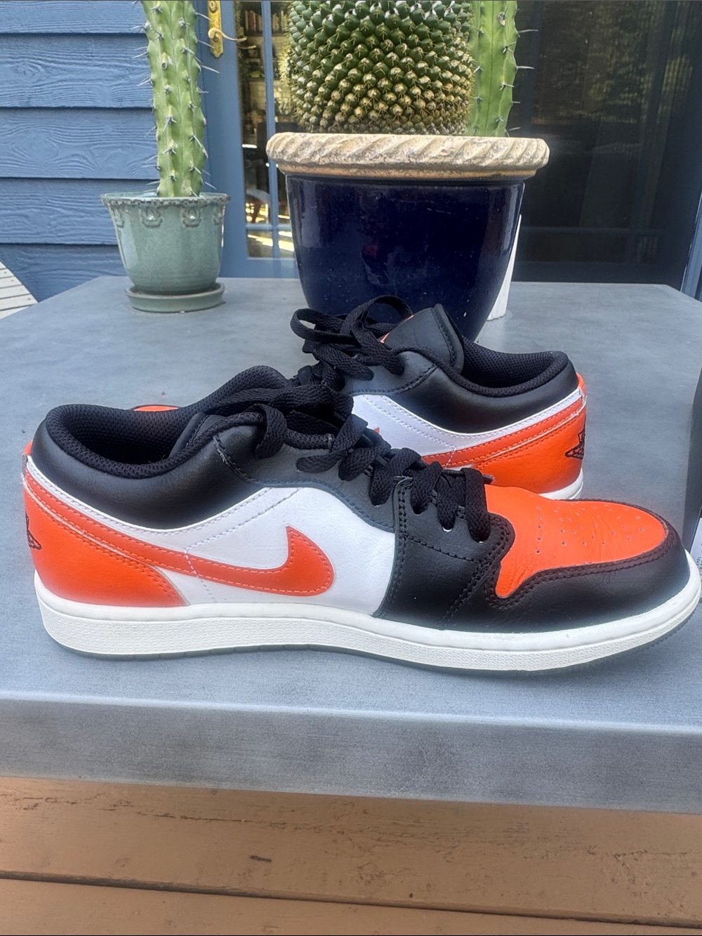 Nike Air Jordan 1 Low - Black/White/Orange Men's Sneakers - Picture 9 of 14